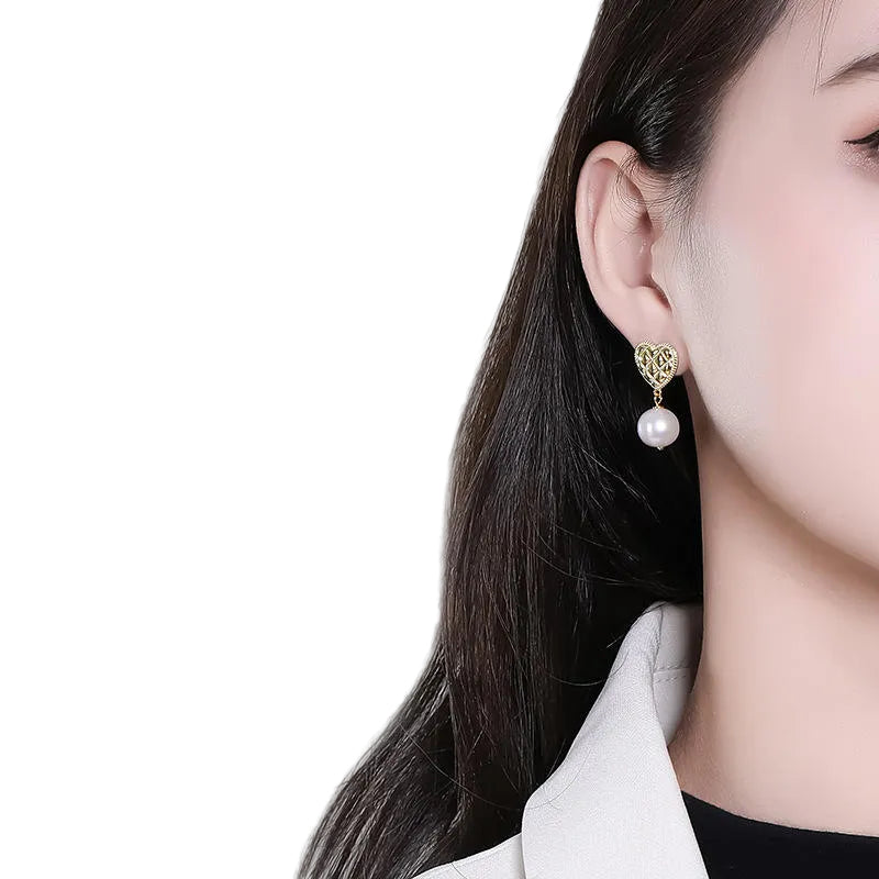 18K Gold Plated 925 Sterling Silver AAAA Freshwater Pearl Drop Earrings