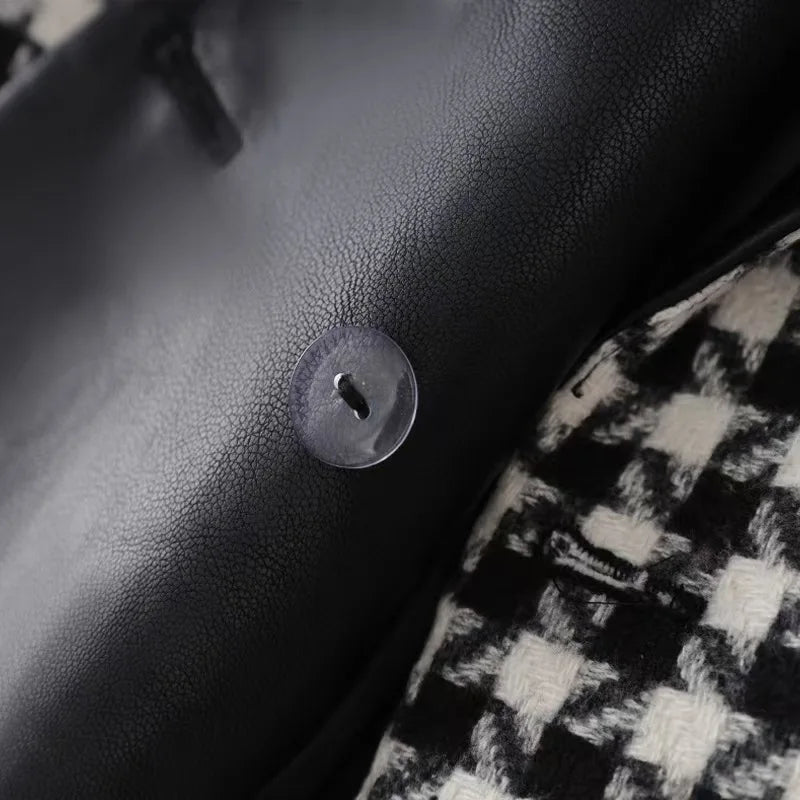 Olivia Van Hoef Houndstooth Double-Breasted Blazer