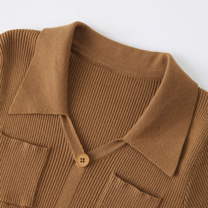 Shirt Dress – Knit Midi Design – Belted Waist – Elegant Modest Style