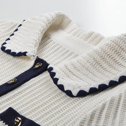 Tessa Van Hoef Contrast-Trim Knit Peplum Top