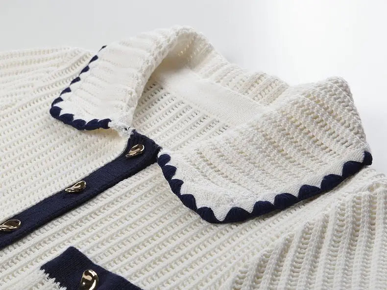 Tessa Van Hoef Contrast-Trim Knit Peplum Top