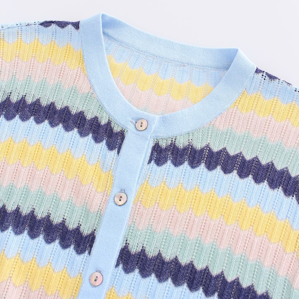 Knit Cardigan – Round Neckline – Single Button Closure – Vintage Fall Style