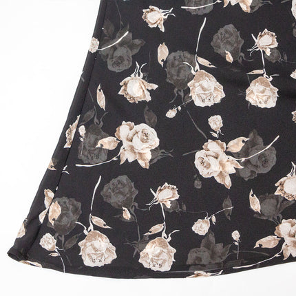 Midi Dress – Black Floral Print – Sleeveless V-Neck – Chic Party Style