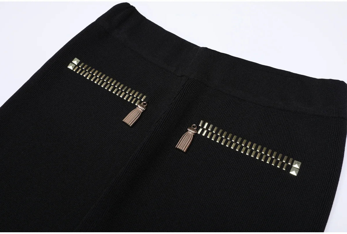 Roxanne Van Hoef Zip-Detail Knit Jacket And Wide-Leg Pants Set
