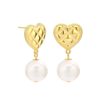 18K Gold Plated 925 Sterling Silver AAAA Freshwater Pearl Drop Earrings