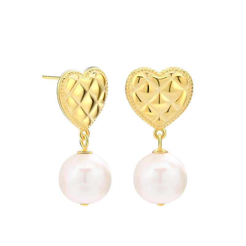 18K Gold Plated 925 Sterling Silver AAAA Freshwater Pearl Drop Earrings