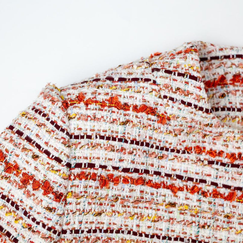 Tweed Jacket – Single Breasted – Round Neckline – Elegant Spring Style