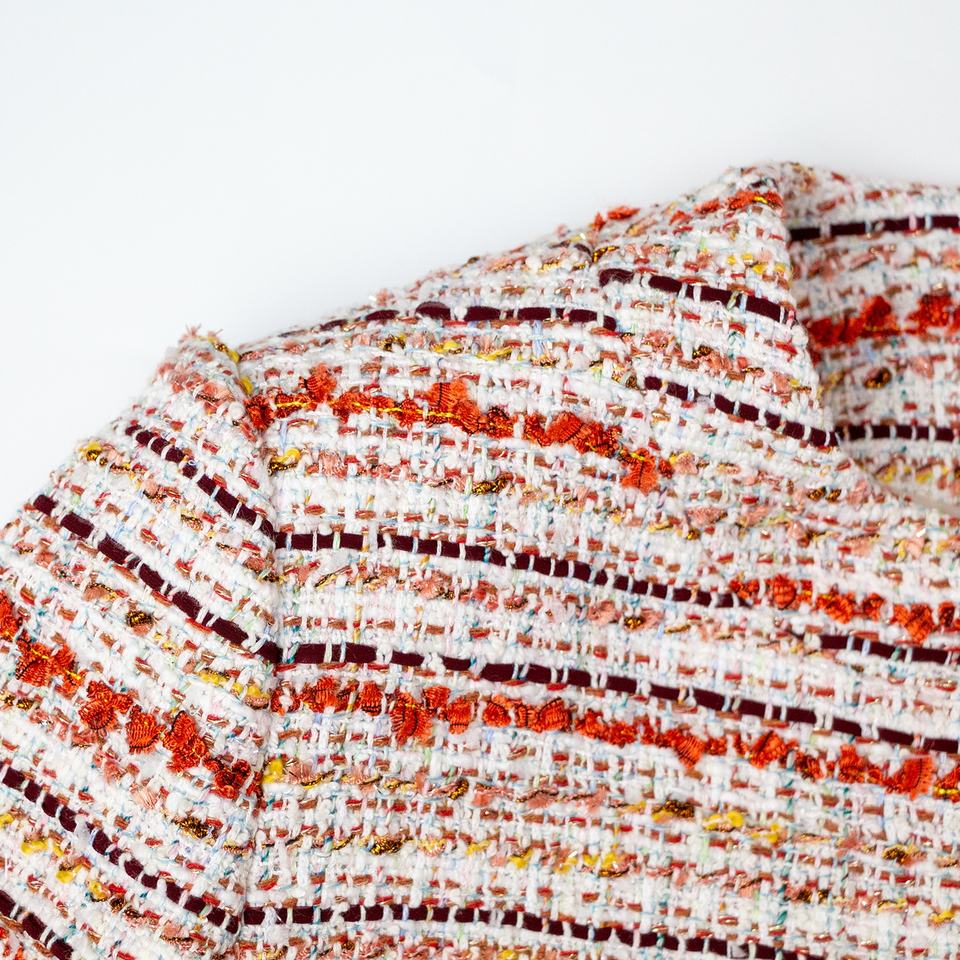 Tweed Jacket – Single Breasted – Round Neckline – Elegant Spring Style