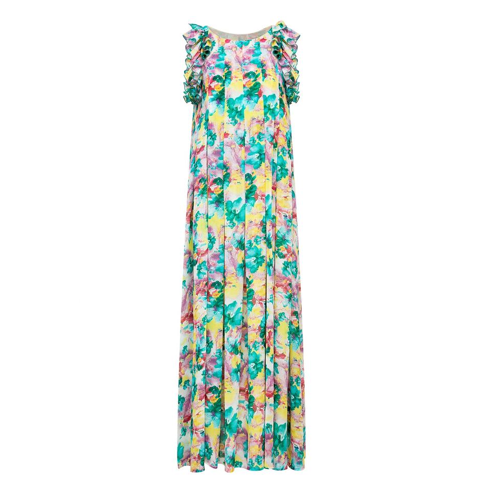 Maxi Dress – Floral Print – Ruffle Sleeve – Bohemian Chic Style