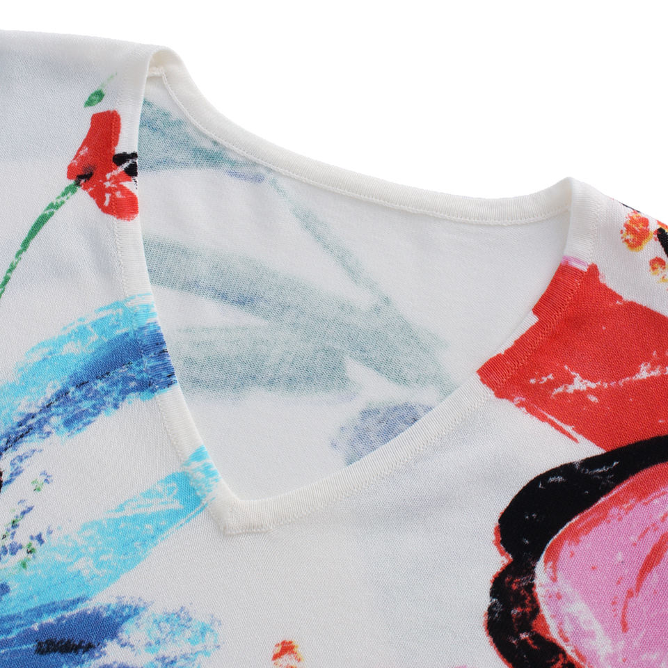 Sweater – Floral Print Design – V-Neck Style – Vintage Inspired Look