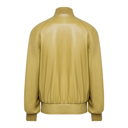 Bomber Jacket – Faux PU Leather – Zipper Closure – O-Neck Style