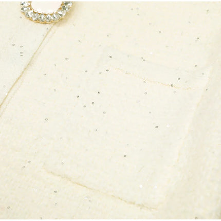 Kiara Van Hoef Embellished Button Tweed Mini Dress