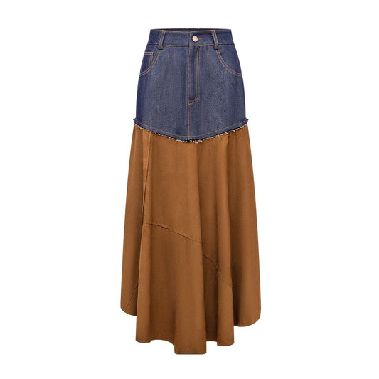 Maxi Skirt – Denim Patchwork – High Waist – Bohemian Streetwear Style