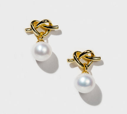 18K Gold Plated Freshwater Pearl Drop Earrings 925 Silver