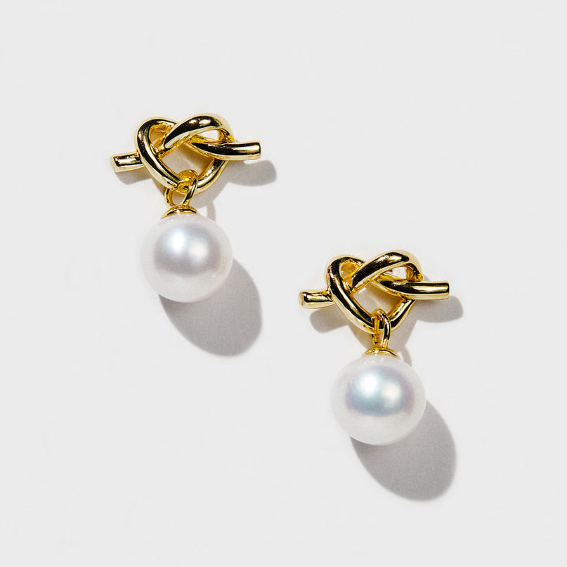 18K Gold Plated Freshwater Pearl Drop Earrings 925 Silver