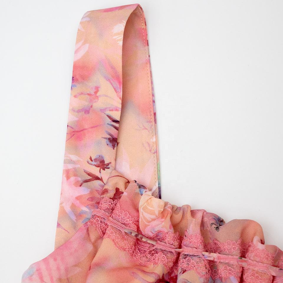 Maxi Dress – Floral Print – Pleated Cami Design – Smocked Elegant Style