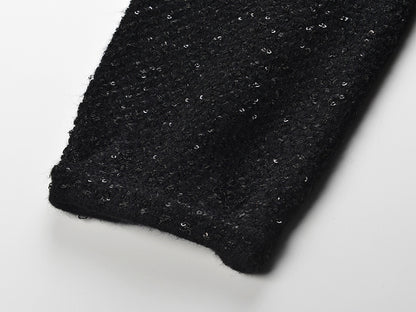 Tailored A-Line Dress with Crystal Details in Black