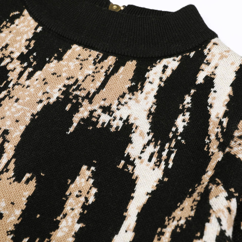 Selene Van Hoef Abstract Leopard Knit Midi Dress