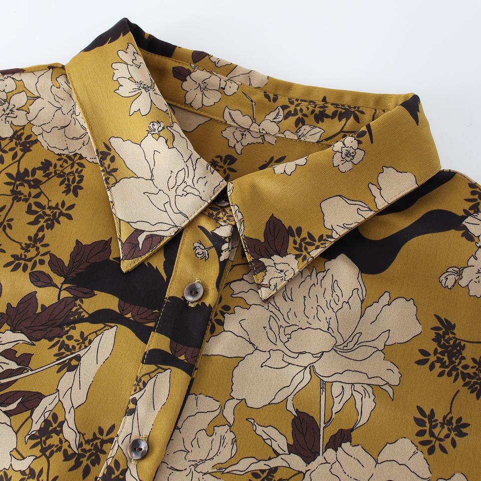 Bodycon Dress – Polynesian Floral Print – Lapel Collar – Bohemian Chic Style