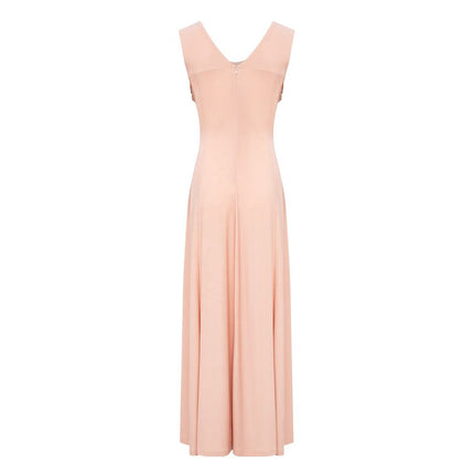 Maxi Dress – Draped V-Neck – Pleated Design – Elegant Evening Style