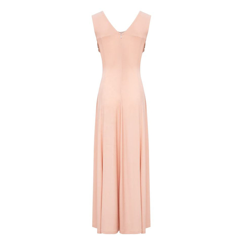 Maxi Dress – Draped V-Neck – Pleated Design – Elegant Evening Style