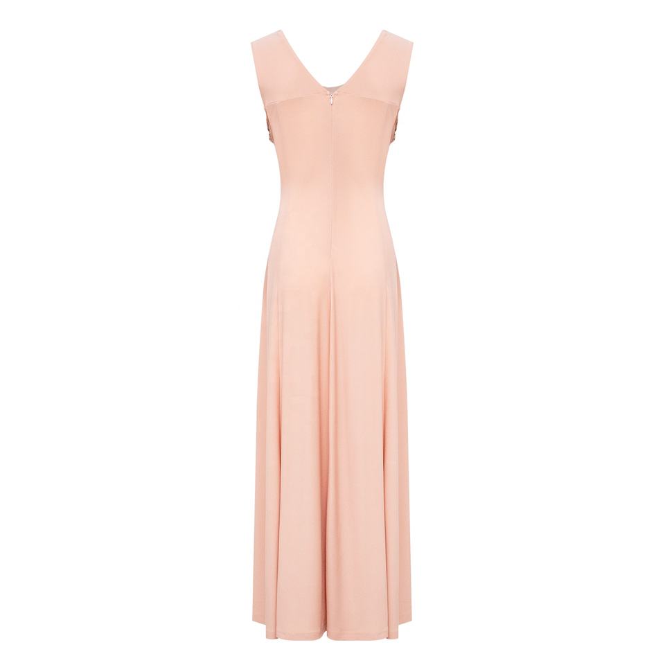 Maxi Dress – Draped V-Neck – Pleated Design – Elegant Evening Style