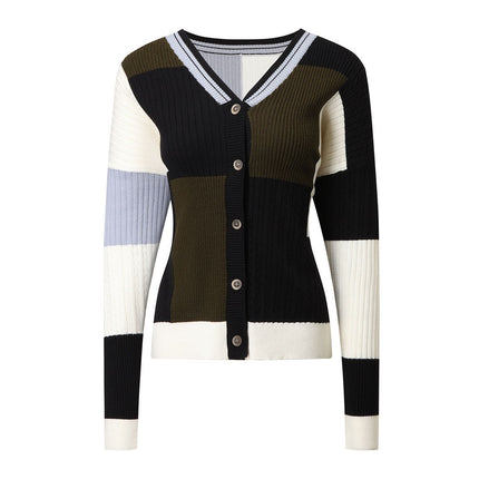 Knit Cardigan – Multi-Color Design – V-Neck – Button-Up Spring Style