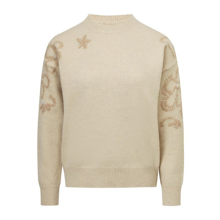 Pullover Sweater – Wool Blend – Embroidery Detail – Vintage Elegant Style
