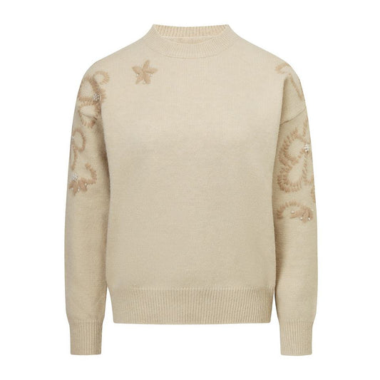 Pullover Sweater – Wool Blend – Embroidery Detail – Vintage Elegant Style