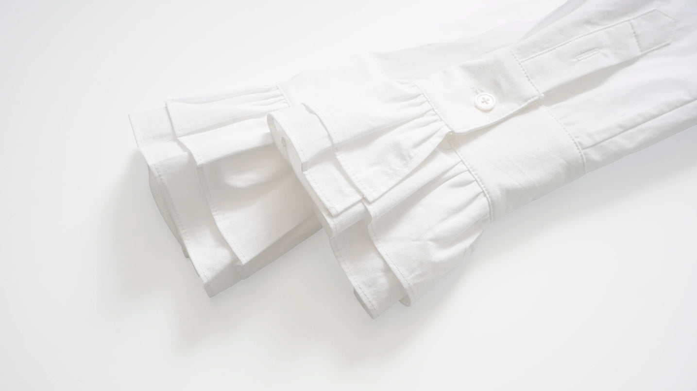 Harper Van Hoef Ruffle Front High-Neck Blouse