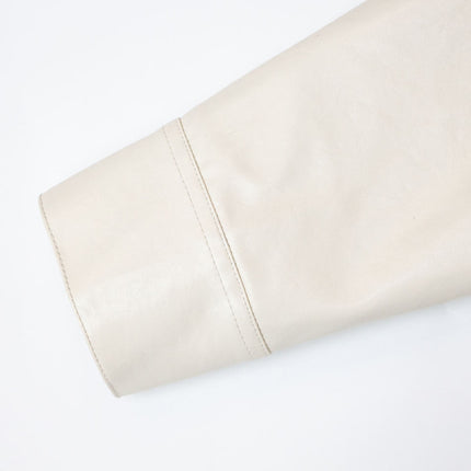 Bomber Jacket – Vintage PU Leather – Button-Up Collar Style