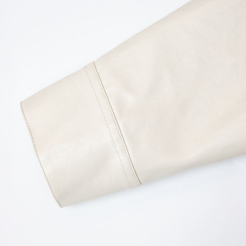 Bomber Jacket – Vintage PU Leather – Button-Up Collar Style