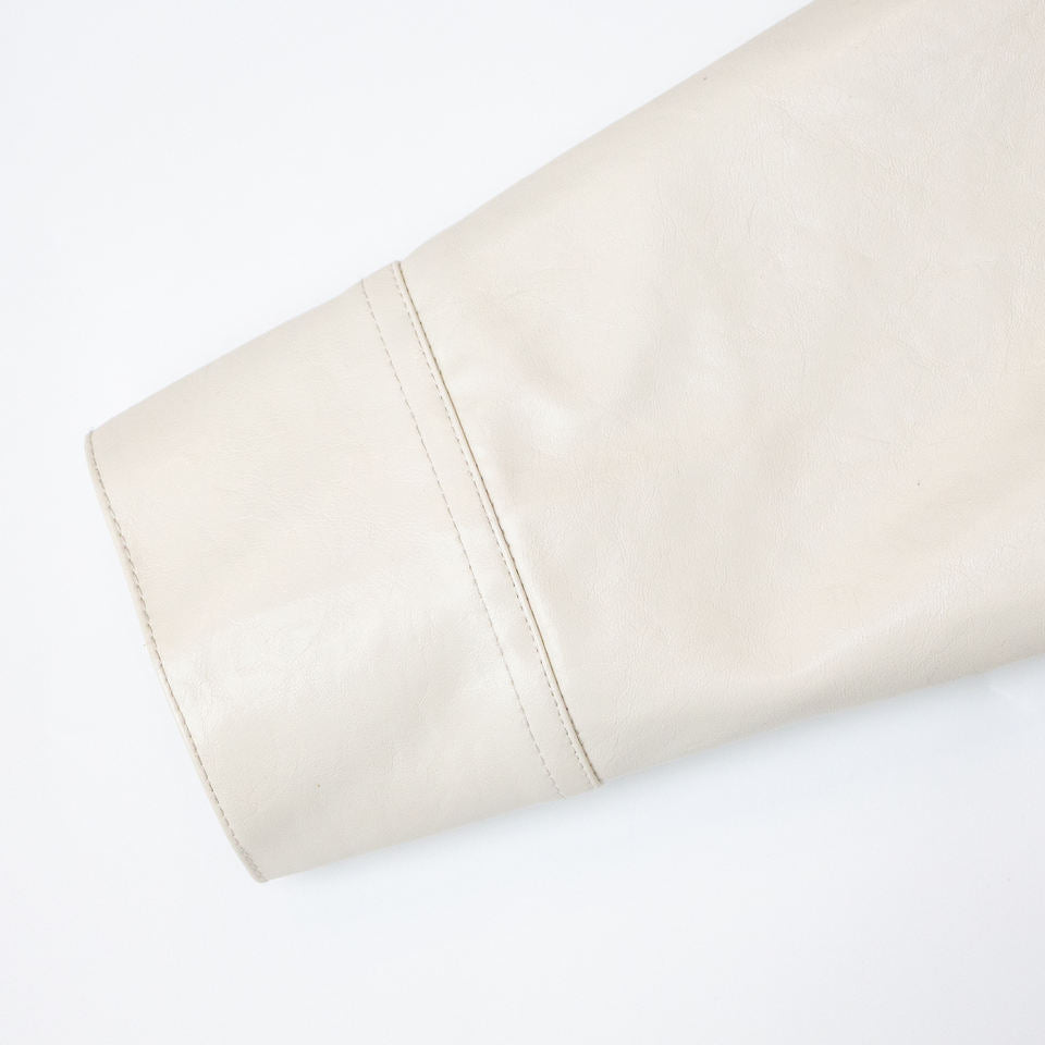 Bomber Jacket – Vintage PU Leather – Button-Up Collar Style