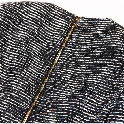 Lena Van Hoef Fringe Hem Tweed Mini Dress