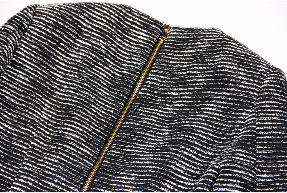 Lena Van Hoef Fringe Hem Tweed Mini Dress