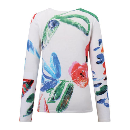 Sweater – Floral Print Design – V-Neck Style – Vintage Inspired Look
