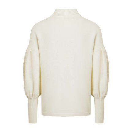 Sweater – Ivory Floral Jacquard – Chunky Knit – Premium Vintage Style