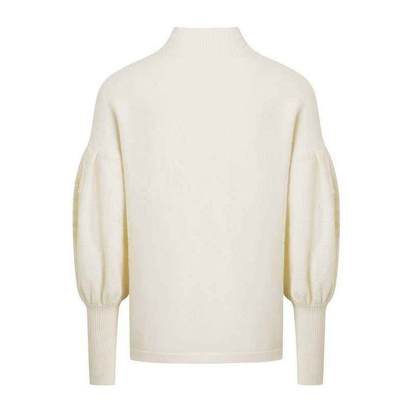 Sweater – Ivory Floral Jacquard – Chunky Knit – Premium Vintage Style