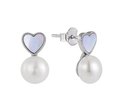 925 Silver Plated Pearl Stud Earrings With Micro Inlay
