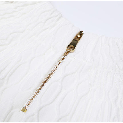 Valeria Van Hoef Textured Zip Vest And Flared Mini Skirt Set
