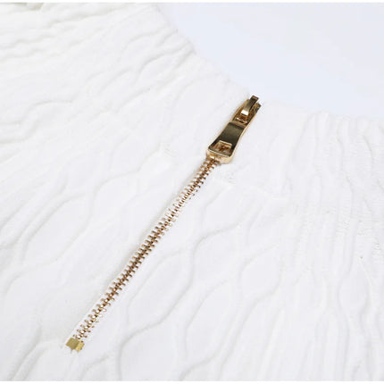 Valeria Van Hoef Textured Zip Vest And Flared Mini Skirt Set