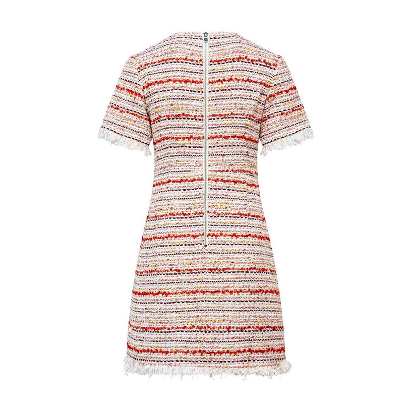Mini Dress – Pink Tweed – Round Neckline – Elegant French Style
