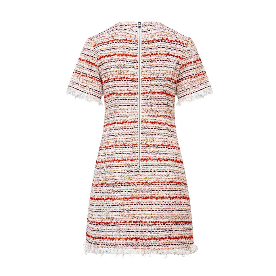 Mini Dress – Pink Tweed – Round Neckline – Elegant French Style