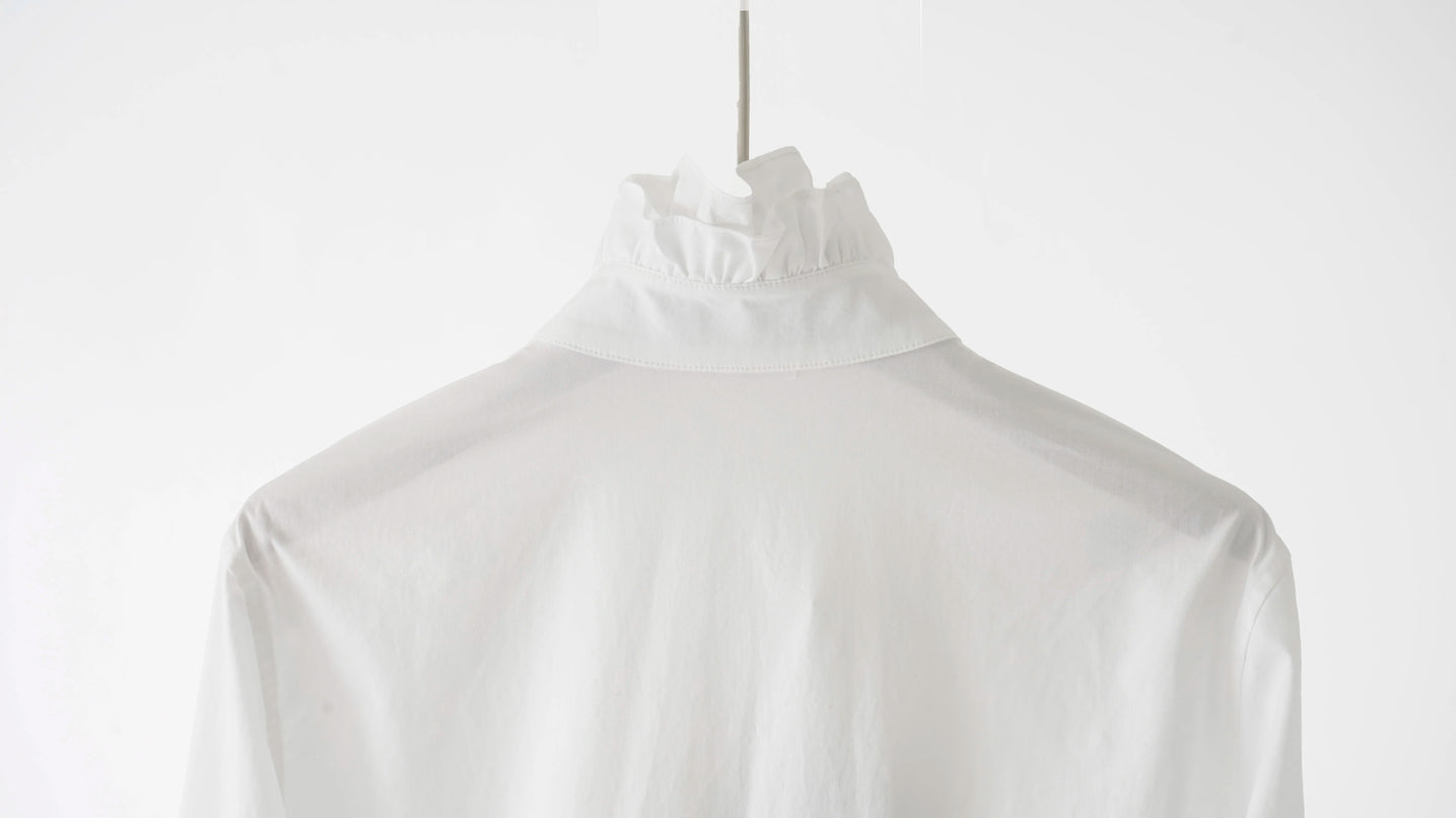 Harper Van Hoef Ruffle Front High-Neck Blouse