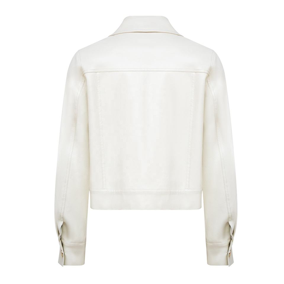 Bomber Jacket – Vintage PU Leather – Button-Up Collar Style