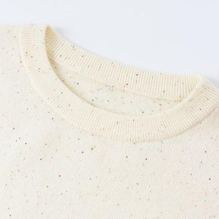 Knit Pullover – Polka Dot Pattern – Round Neckline – Vintage Fall Style