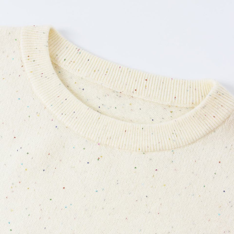 Knit Pullover – Polka Dot Pattern – Round Neckline – Vintage Fall Style