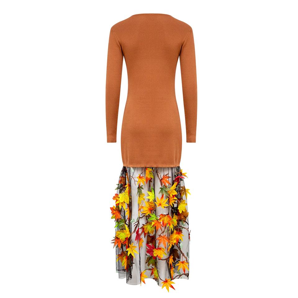 Dress – Vintage Punk Prairie Style – Long Sleeve – Knit Contrast Design