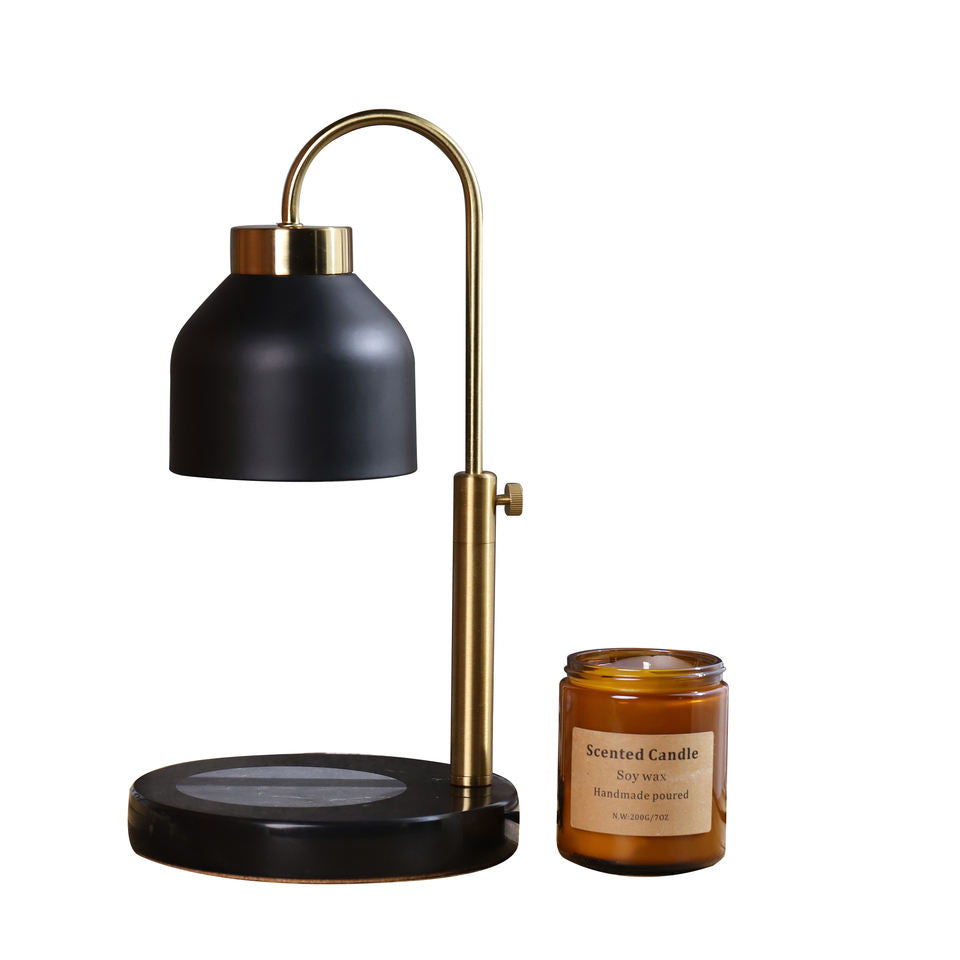 Van Hoef Marble Candle Warmer Lamp With Timer & Dimmer in Black