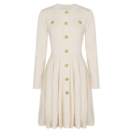 Naomi Van Hoef Button-Front Pleated Mini Dress